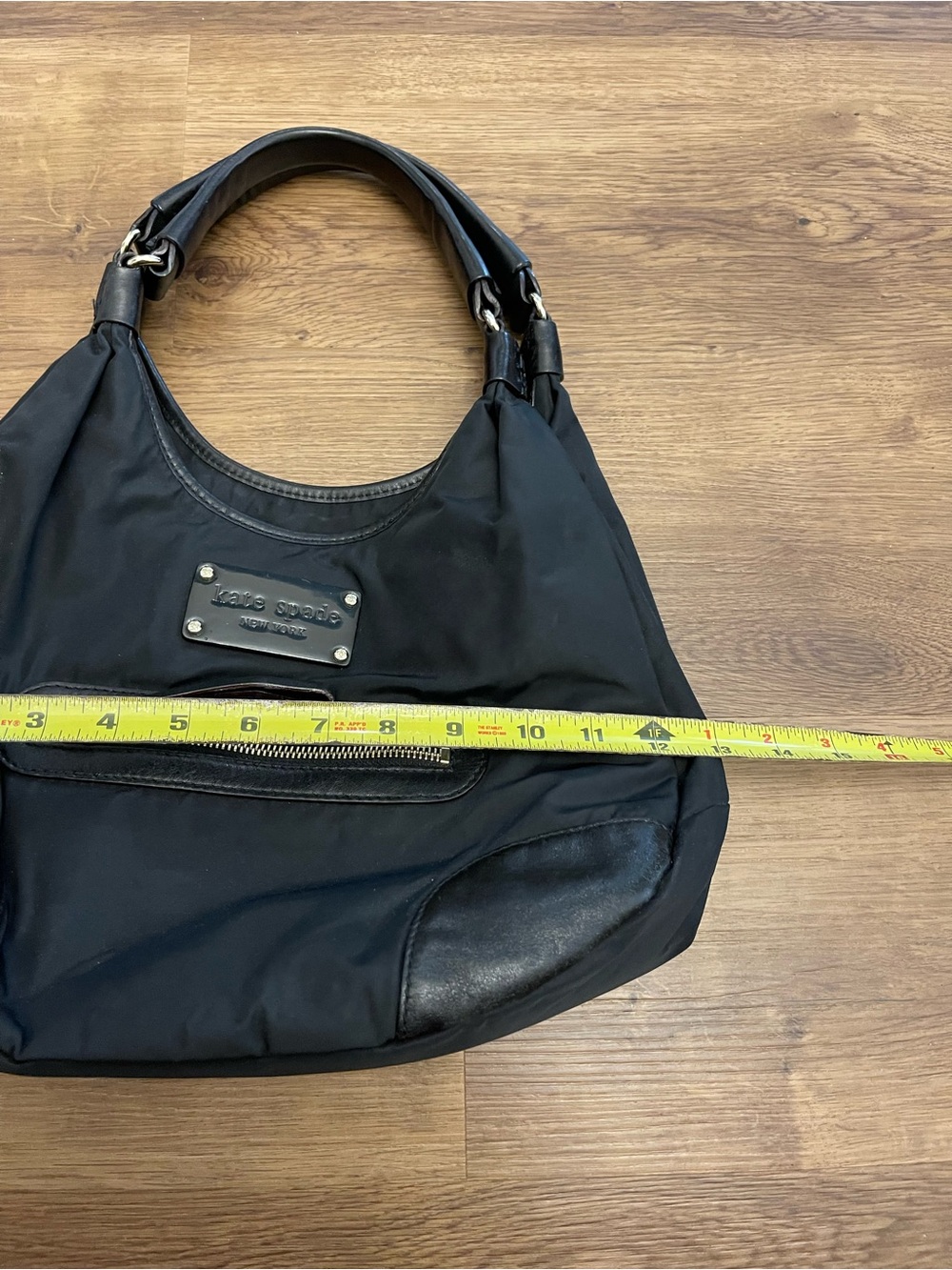 Kate Spade New York Classic Black Nylon/Leather Hobo Bag Purse Satchel - Picture 2 of 5